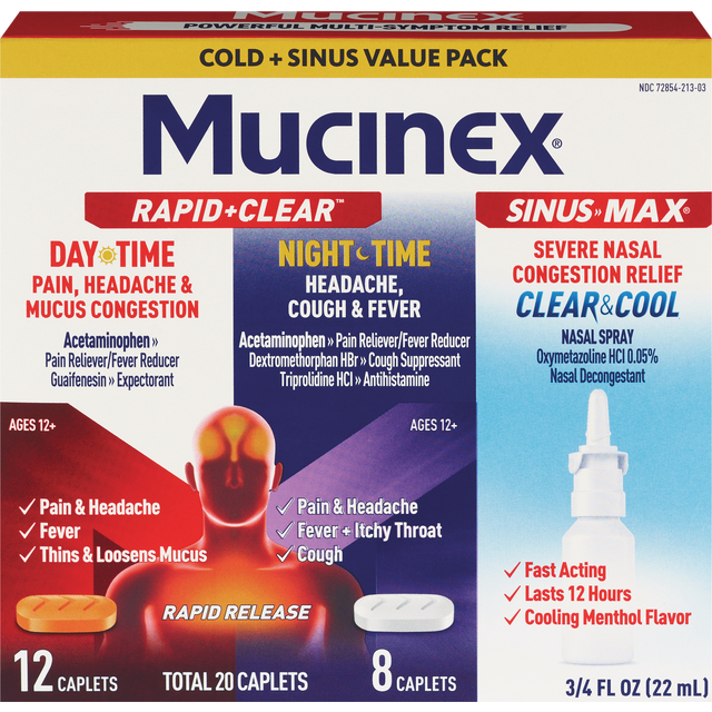 slide 1 of 1, Mucinex Rapid+Clear/Sinus-Max Cold + Sinus Value Pack 1 Each, 1 ct