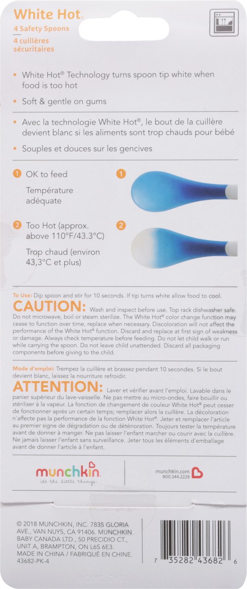 slide 5 of 9, Munchkin White Hot Safety Spoons 4 ea, 