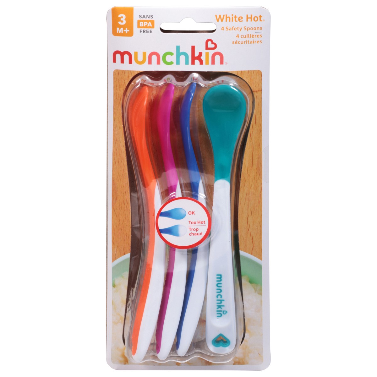 slide 1 of 9, Munchkin White Hot Safety Spoons 4 ea, 