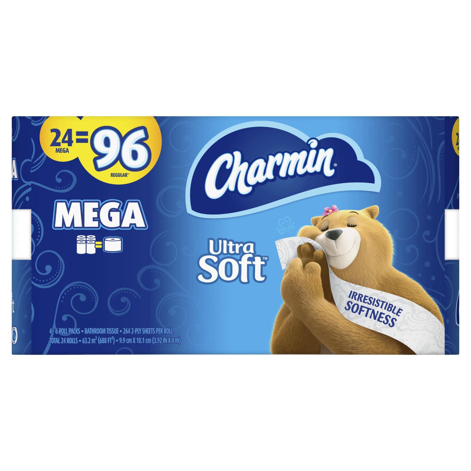 slide 1 of 1, Charmin Ultra Soft Toilet Paper Mega Rolls, 24 ct