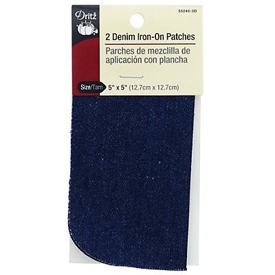 slide 1 of 1, Dritz 5X5 Denim Iron-on Patches Dark Blue, 2 ct