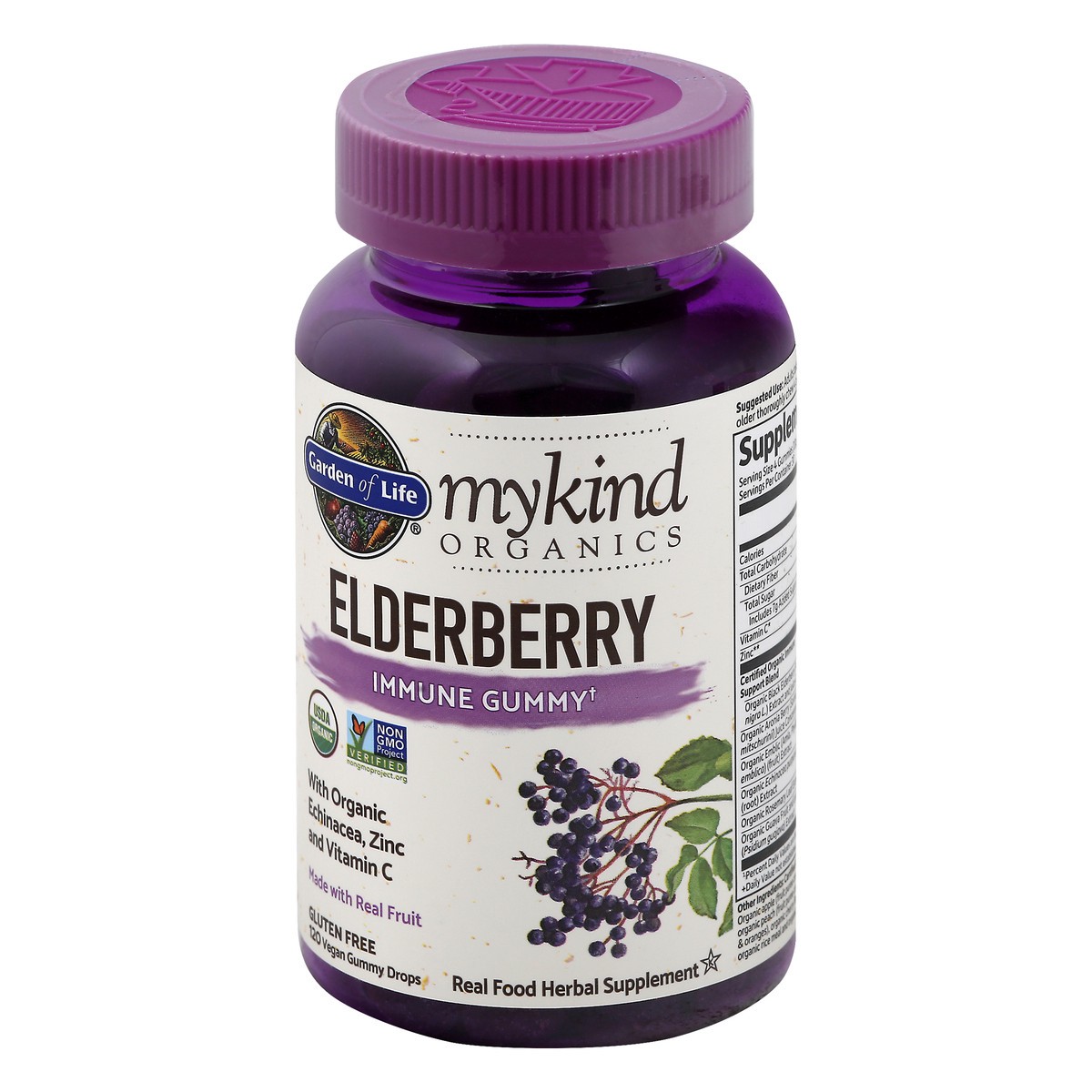 slide 3 of 9, mykind Organics Vegan Gummy Drops Elderberry Immune Gummy 120 ea, 120 ct