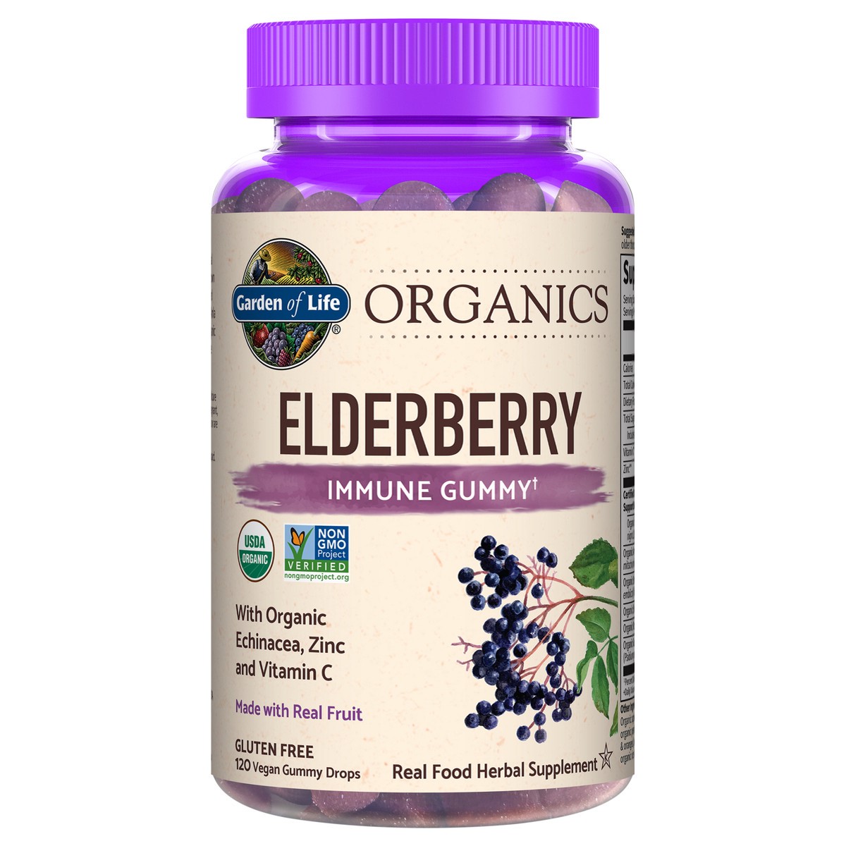 slide 1 of 9, mykind Organics Vegan Gummy Drops Elderberry Immune Gummy 120 ea, 120 ct
