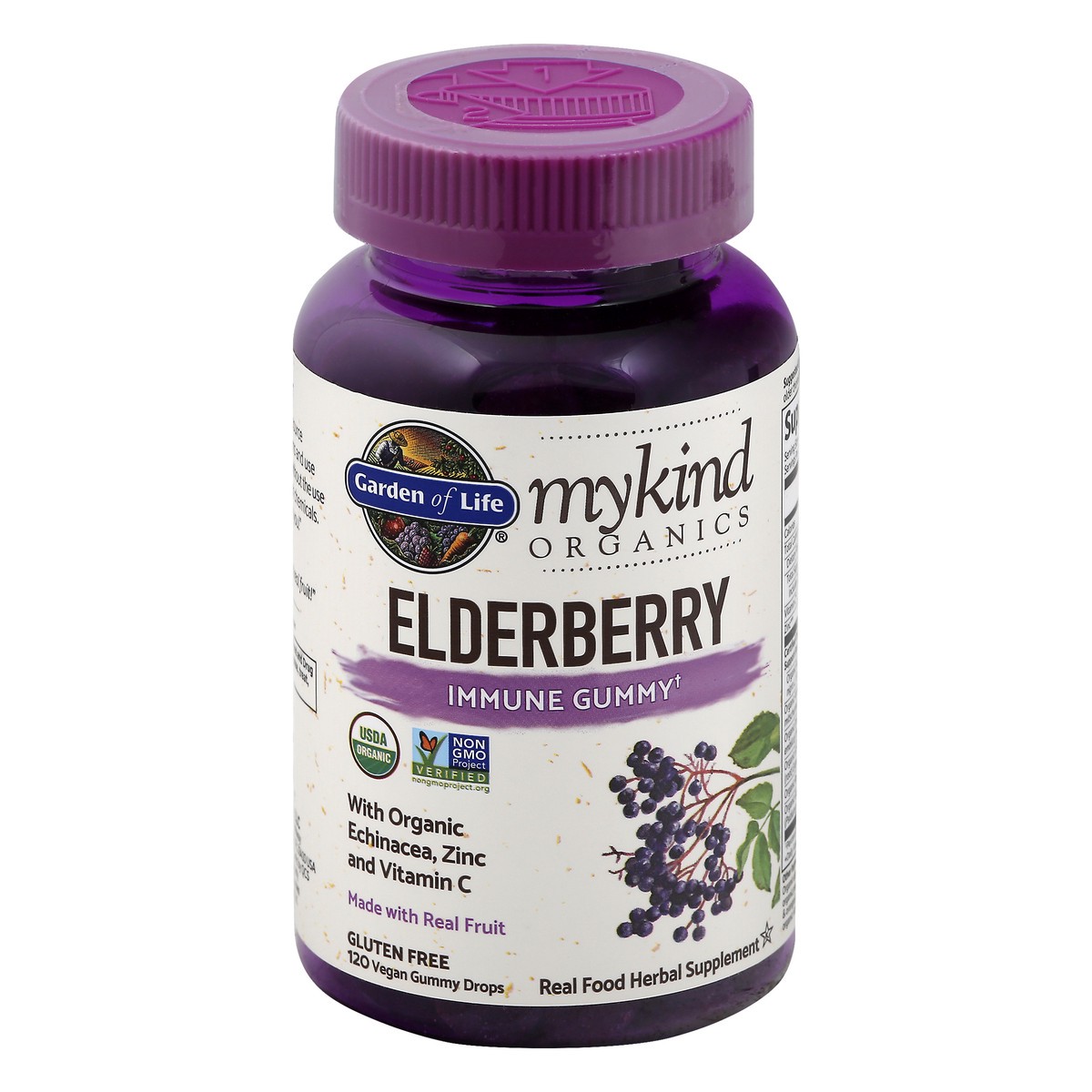 slide 1 of 9, mykind Organics Vegan Gummy Drops Elderberry Immune Gummy 120 ea, 120 ct