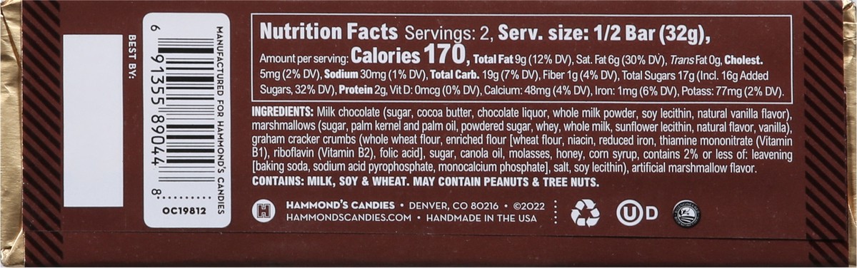 slide 6 of 14, Hammond's More S'mores Milk Chocolate with Marshmallow & Graham 2.25 oz, 2.25 oz