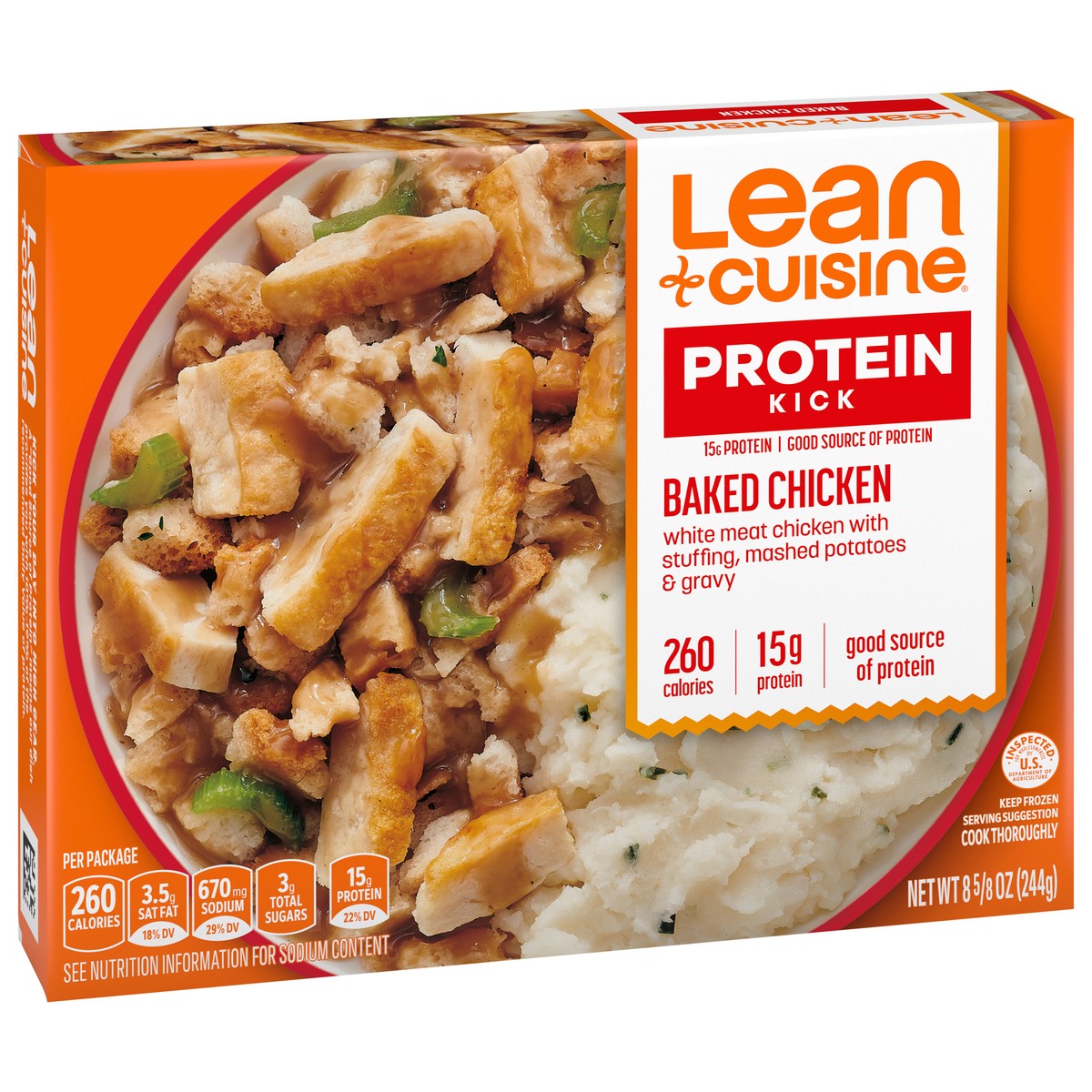 slide 2 of 9, Lean Cuisine Frozen Meal Baked Chicken, Protein Kick Microwave Meal, Microwave Chicken Dinner, Frozen Dinner for One, 8.625 oz