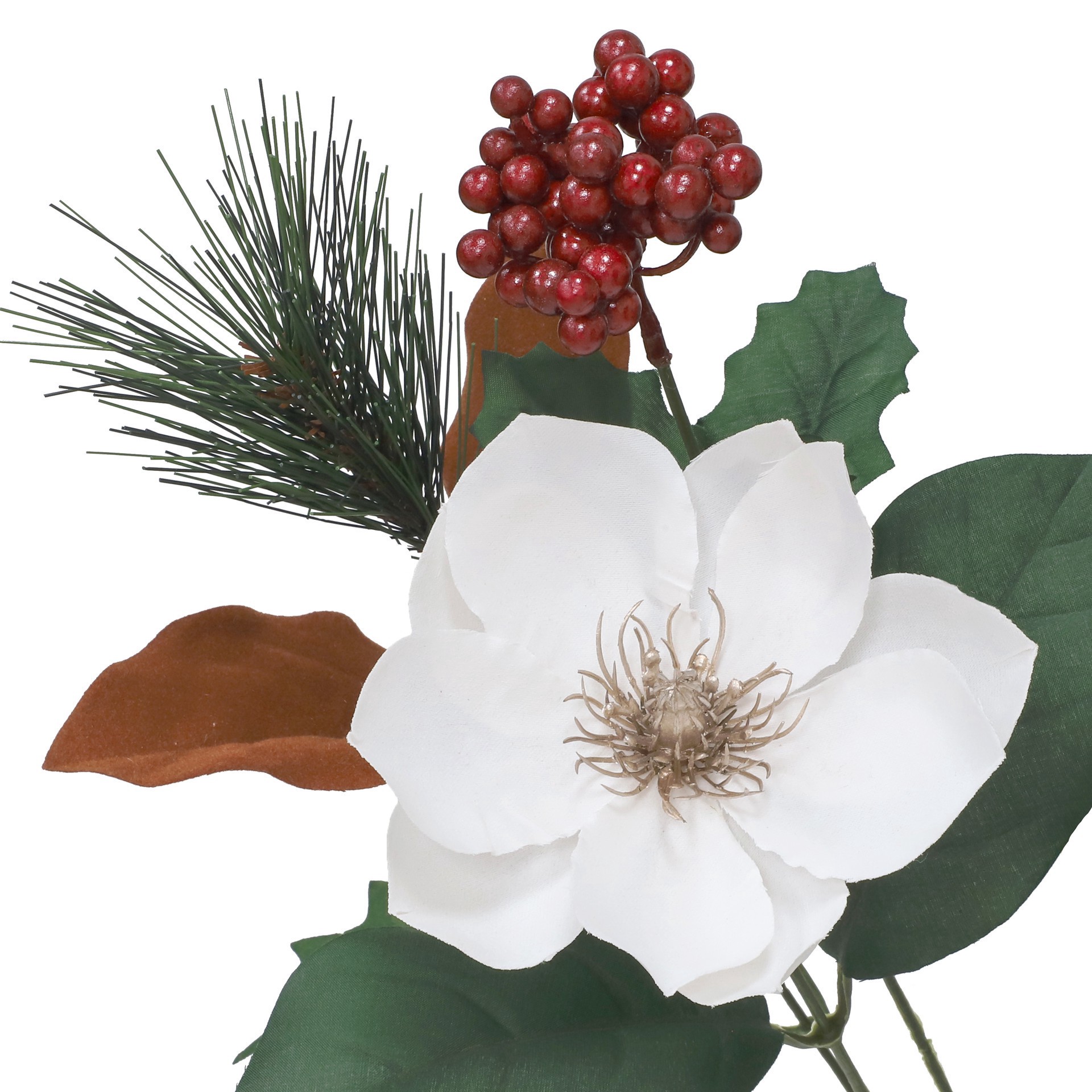slide 3 of 3, 18.5" White Magnolia, Pine & Berry Deluxe Bush By Ashland, 18.5 in