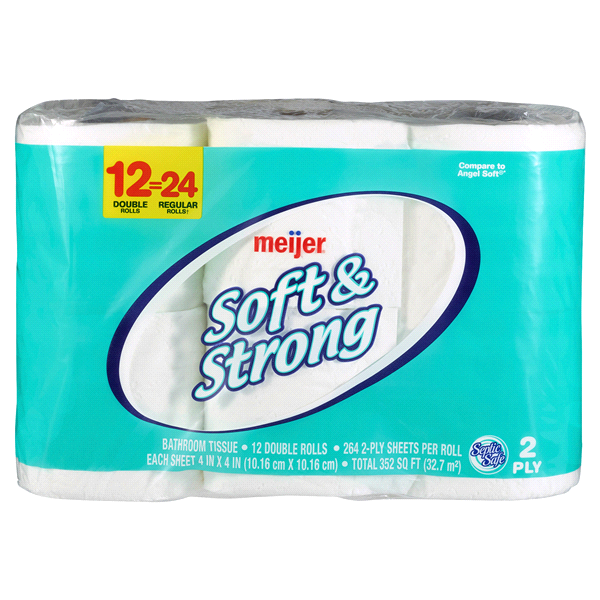 slide 1 of 1, Meijer Soft & Strong Bath Tissue, 12 ct