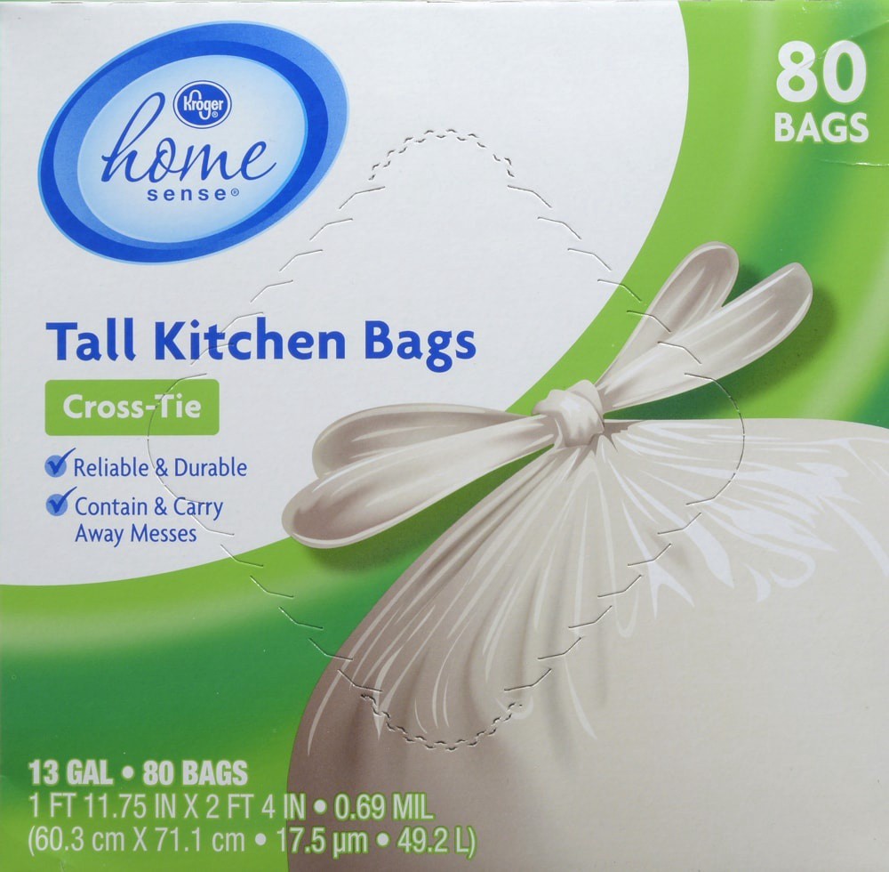 slide 1 of 1, Kroger Home Sense Tall Kitchen Bag, 80 ct