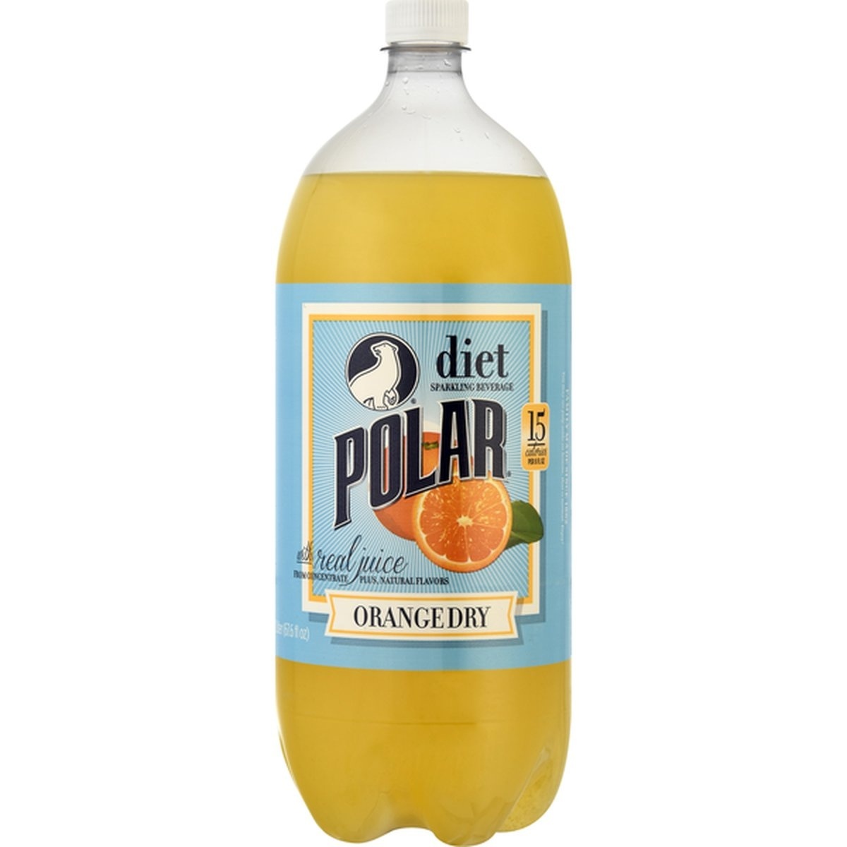 slide 1 of 1, Polar Diet Sparkling Beverage Orange Dry, 2 liter