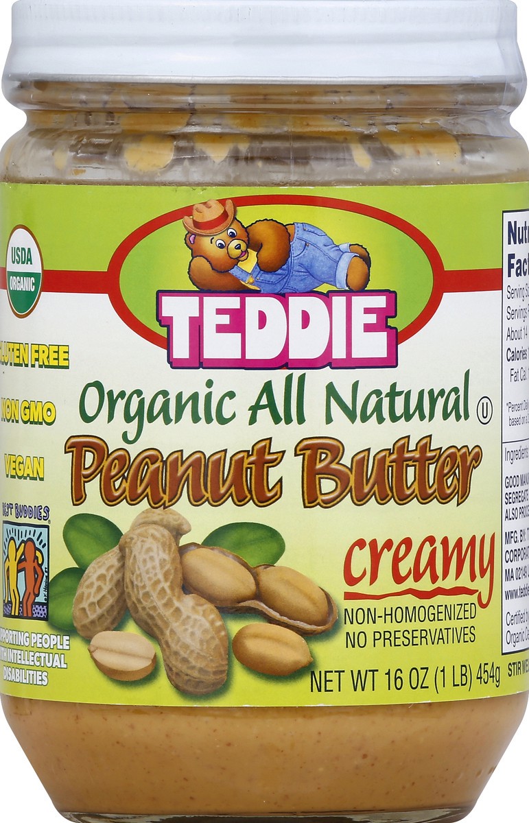 slide 2 of 2, Teddie Organic Natural Creamy Peanut Butter, 16 oz
