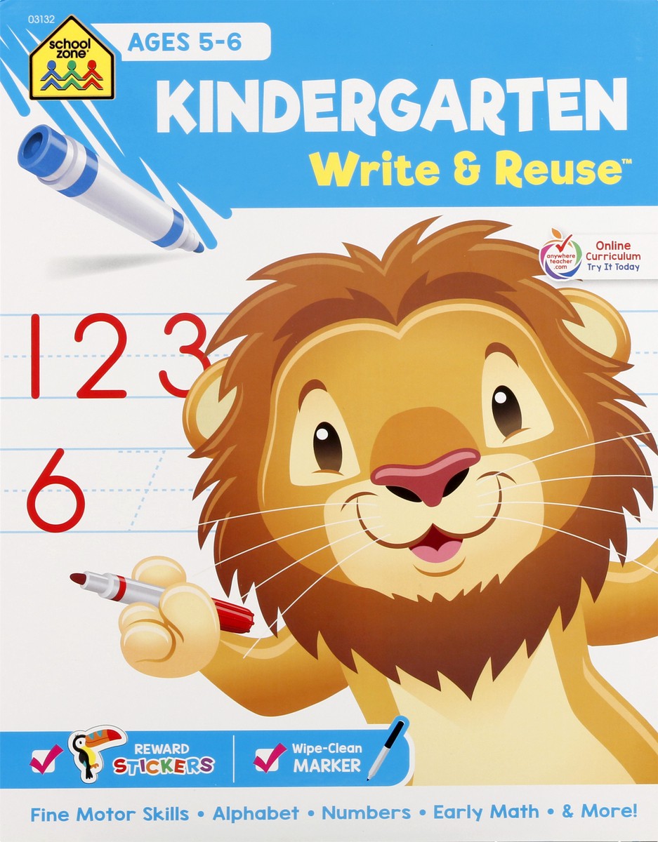 slide 2 of 11, School Zone Kindergarten Write & Reuse Workbook, 1 ct