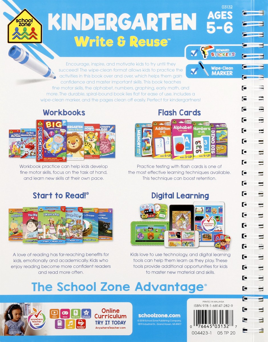 slide 8 of 11, School Zone Kindergarten Write & Reuse Workbook, 1 ct