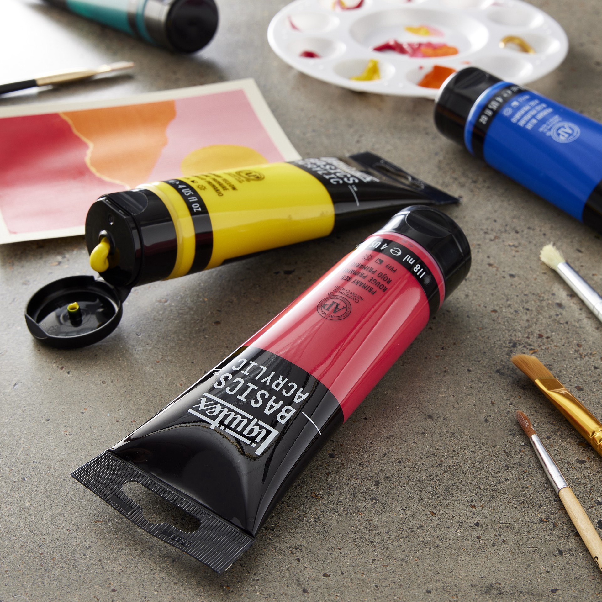 slide 5 of 6, Liquitex Basics Acrylic Color Starter Set, 4 fl oz
