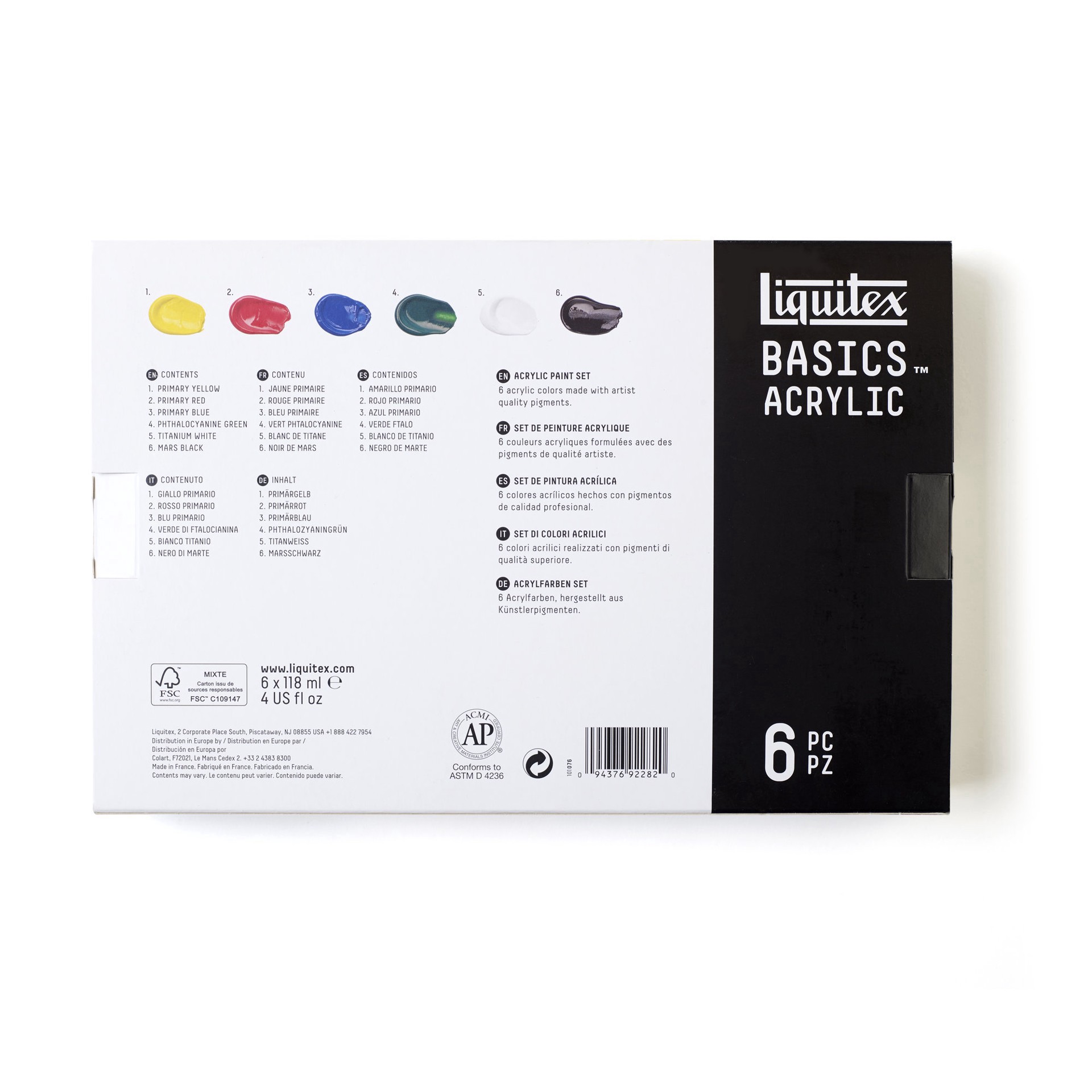 slide 2 of 6, Liquitex Basics Acrylic Color Starter Set, 4 fl oz