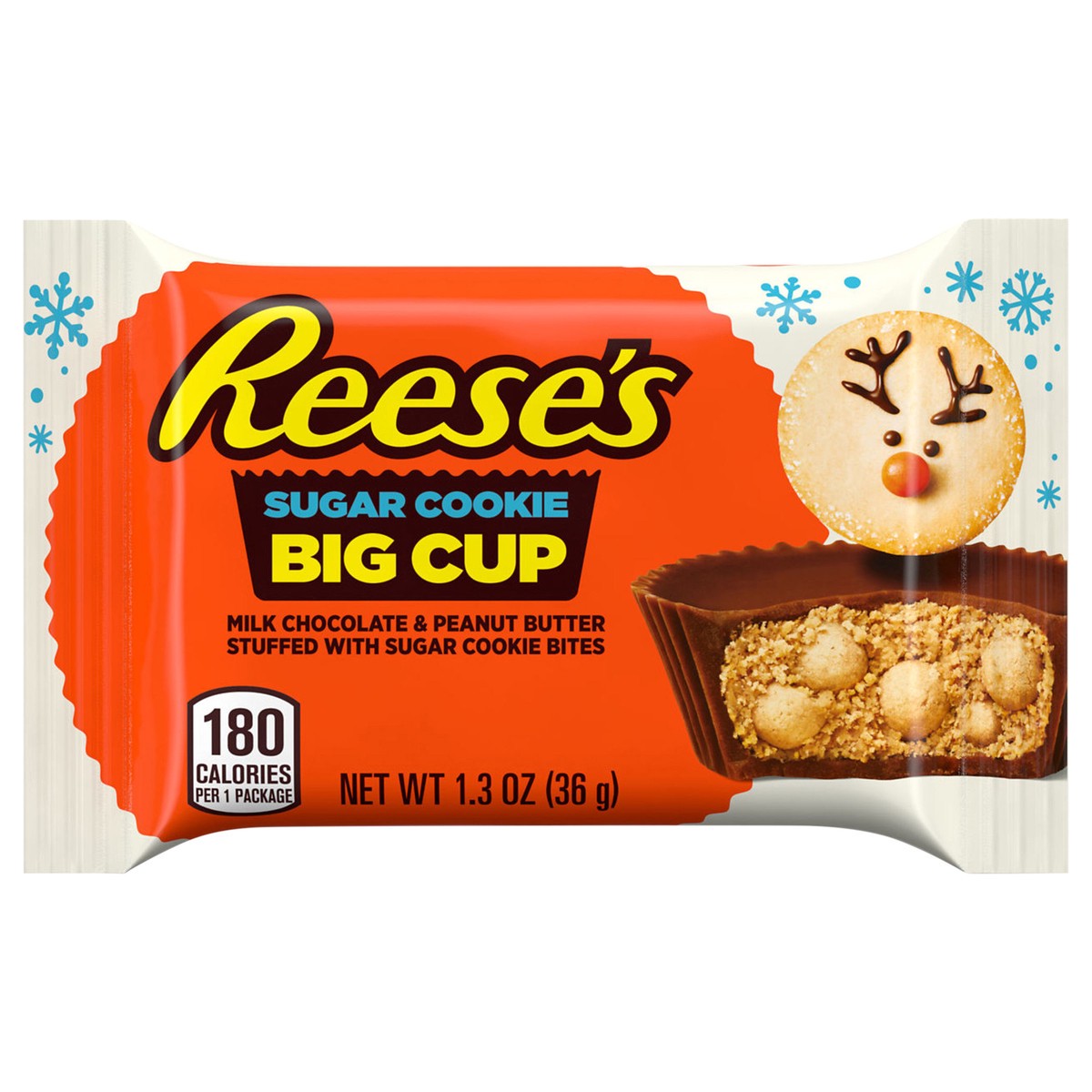 slide 5 of 9, Reese's Big Cup Sugar Cookie Milk Chocolate Peanut Butter Cup, Christmas Candy Pack, 1.3 oz, 1.3 oz