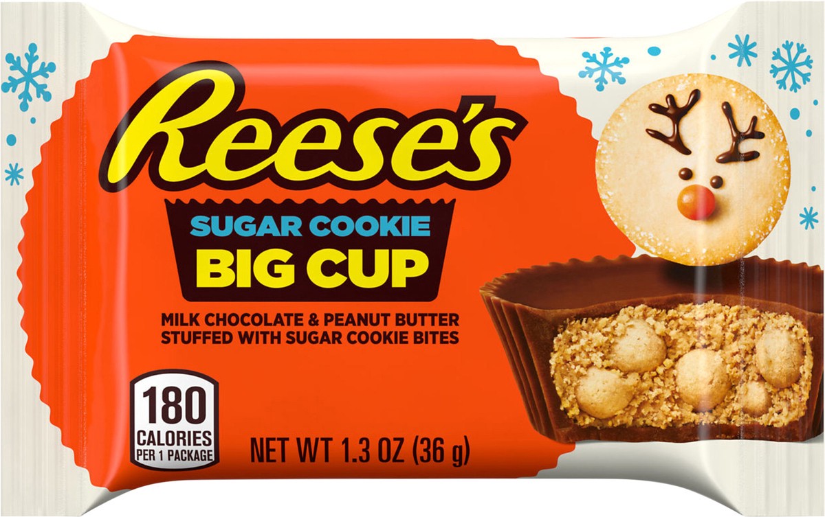 slide 6 of 9, Reese's Big Cup Sugar Cookie Milk Chocolate Peanut Butter Cup, Christmas Candy Pack, 1.3 oz, 1.3 oz