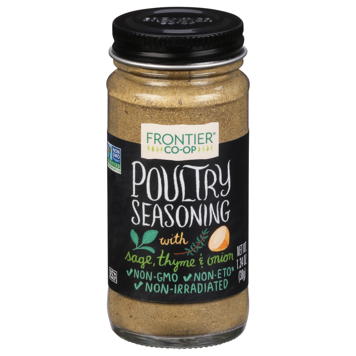 slide 1 of 12, Frontier Co-Op Poultry Seasoning with Sage, Thyme & Onion 1.34 oz, 1.44 oz