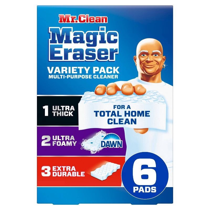 slide 1 of 1, Mr. Clean Magic Eraser Variety Pack with Ultra Thick, Ultra Foamy, and Extra Durable Multi Purpose Cleaners, 6ct, 6 ct
