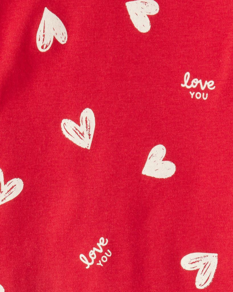 slide 2 of 2, Carter's Toddler Valentine's Day Heart 100% Cotton Snug Fit 2-Piece Pajamas - Red Red 3T, 2 pc