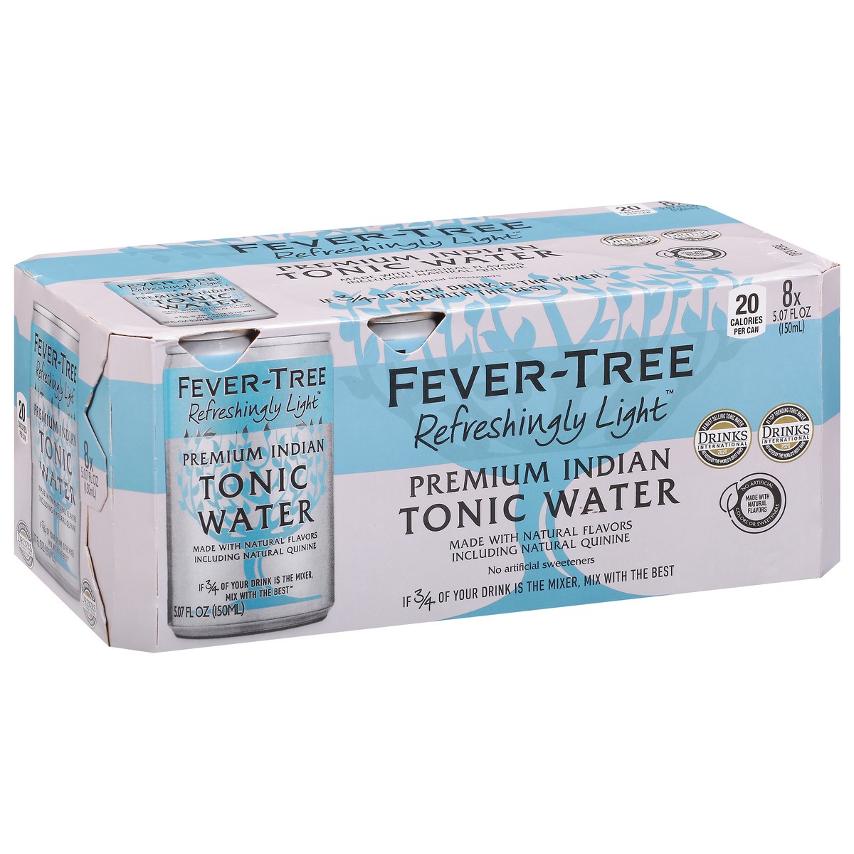 slide 3 of 9, Fever-Tree Refreshingly Light Premium Indian Tonic Water 8 - 5.07 fl oz Cans, 27.2 fl oz