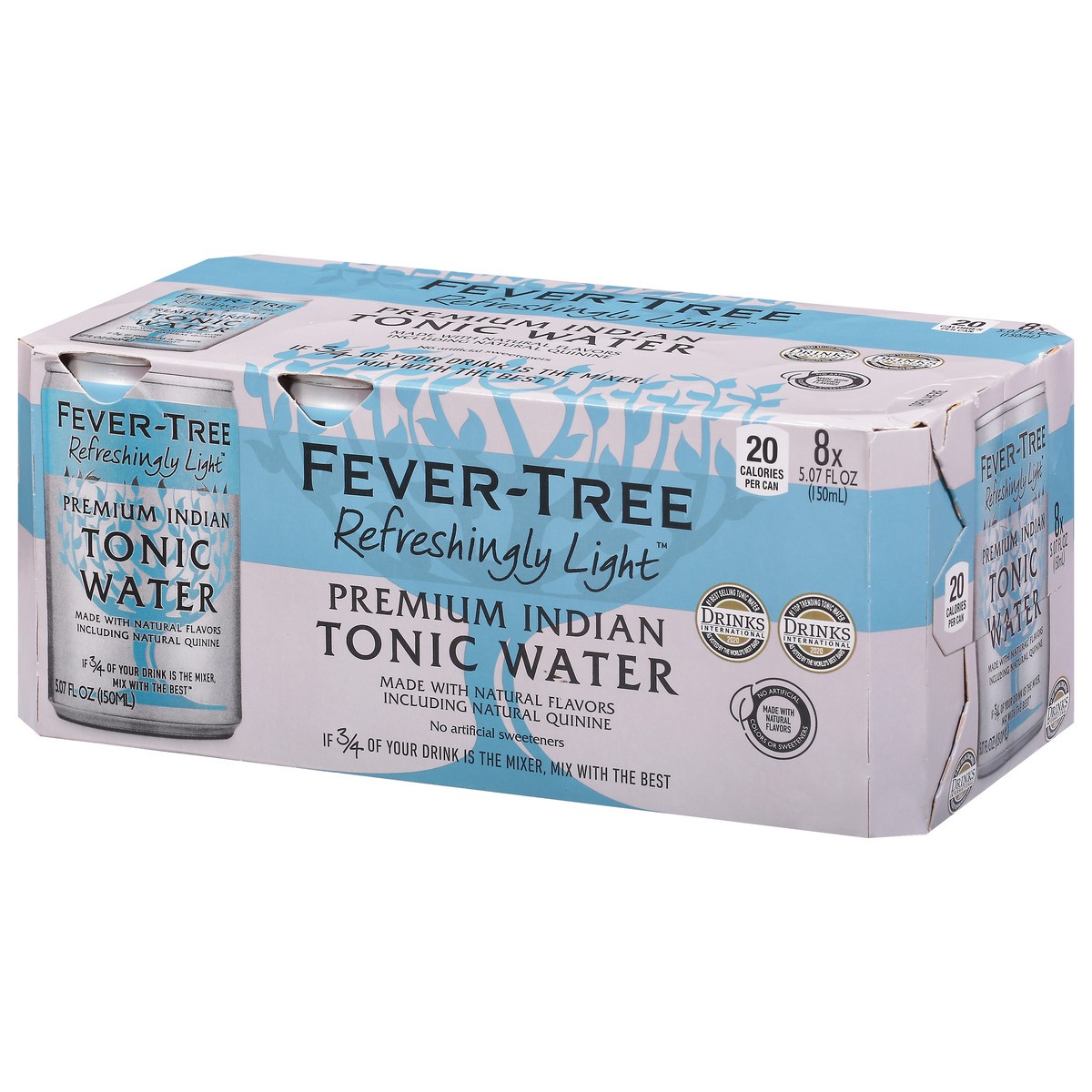 slide 6 of 9, Fever-Tree Refreshingly Light Premium Indian Tonic Water 8 - 5.07 fl oz Cans, 27.2 fl oz