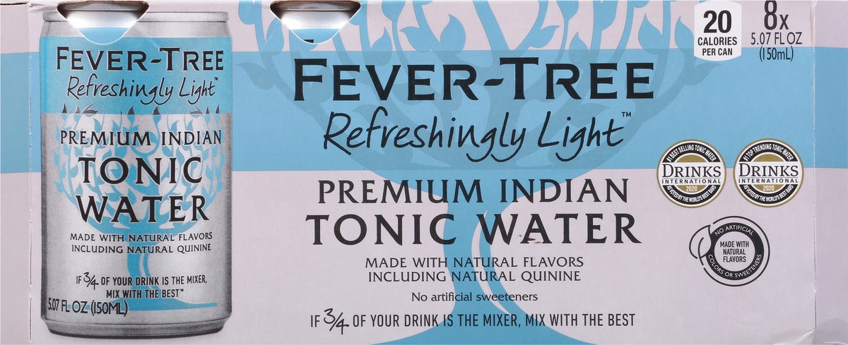 slide 5 of 9, Fever-Tree Refreshingly Light Premium Indian Tonic Water 8 - 5.07 fl oz Cans, 27.2 fl oz