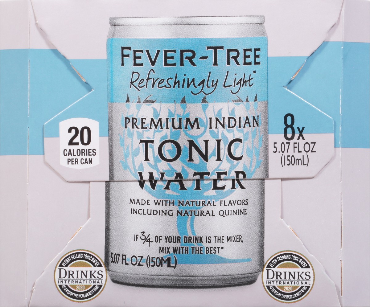 slide 8 of 9, Fever-Tree Refreshingly Light Premium Indian Tonic Water 8 - 5.07 fl oz Cans, 27.2 fl oz