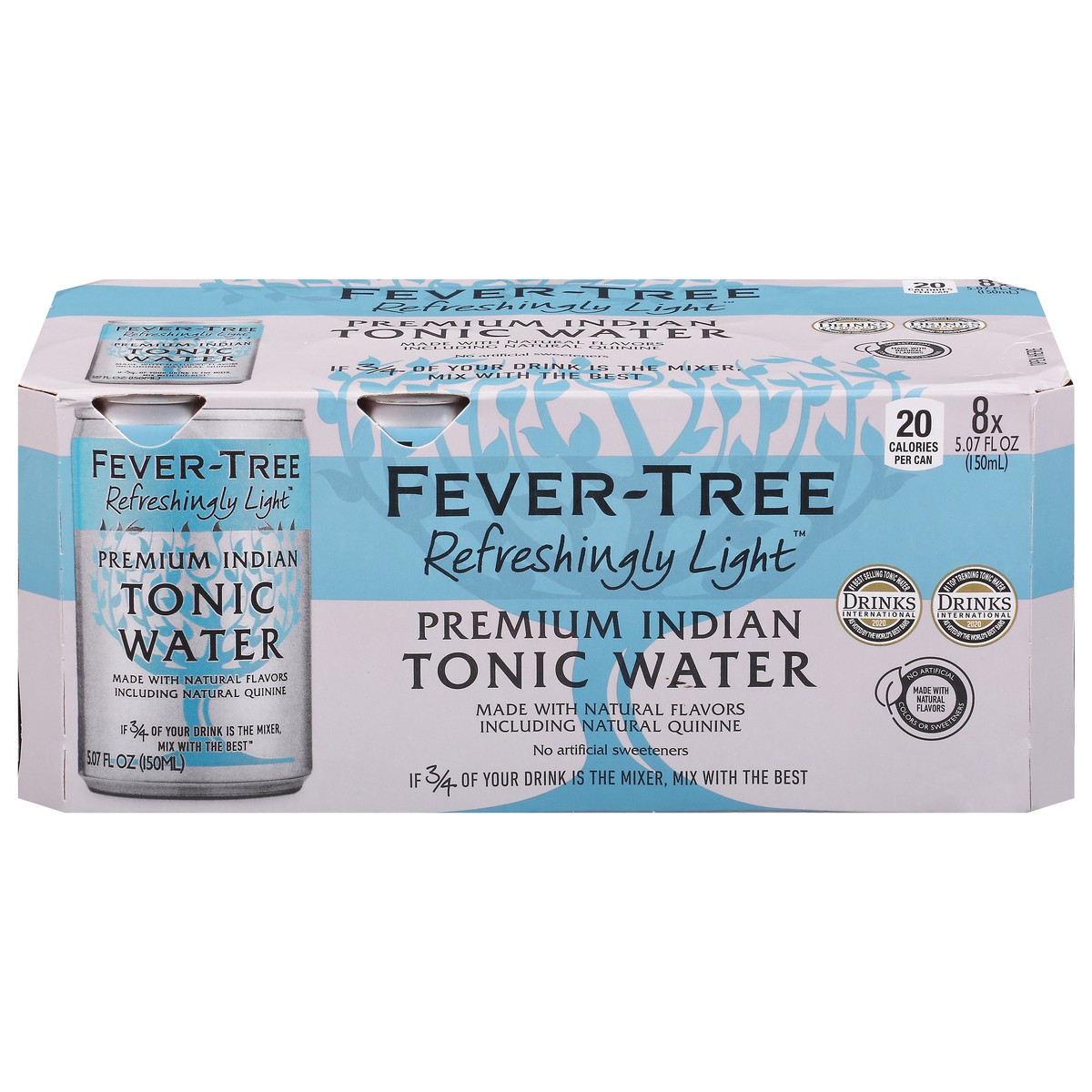 slide 1 of 9, Fever-Tree Refreshingly Light Premium Indian Tonic Water 8 - 5.07 fl oz Cans, 27.2 fl oz