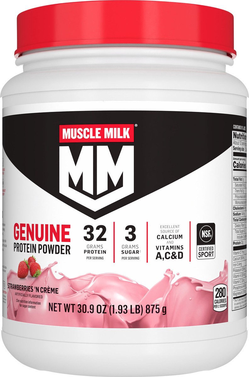 slide 3 of 6, Muscle Milk Protein Powder, 30.90 oz