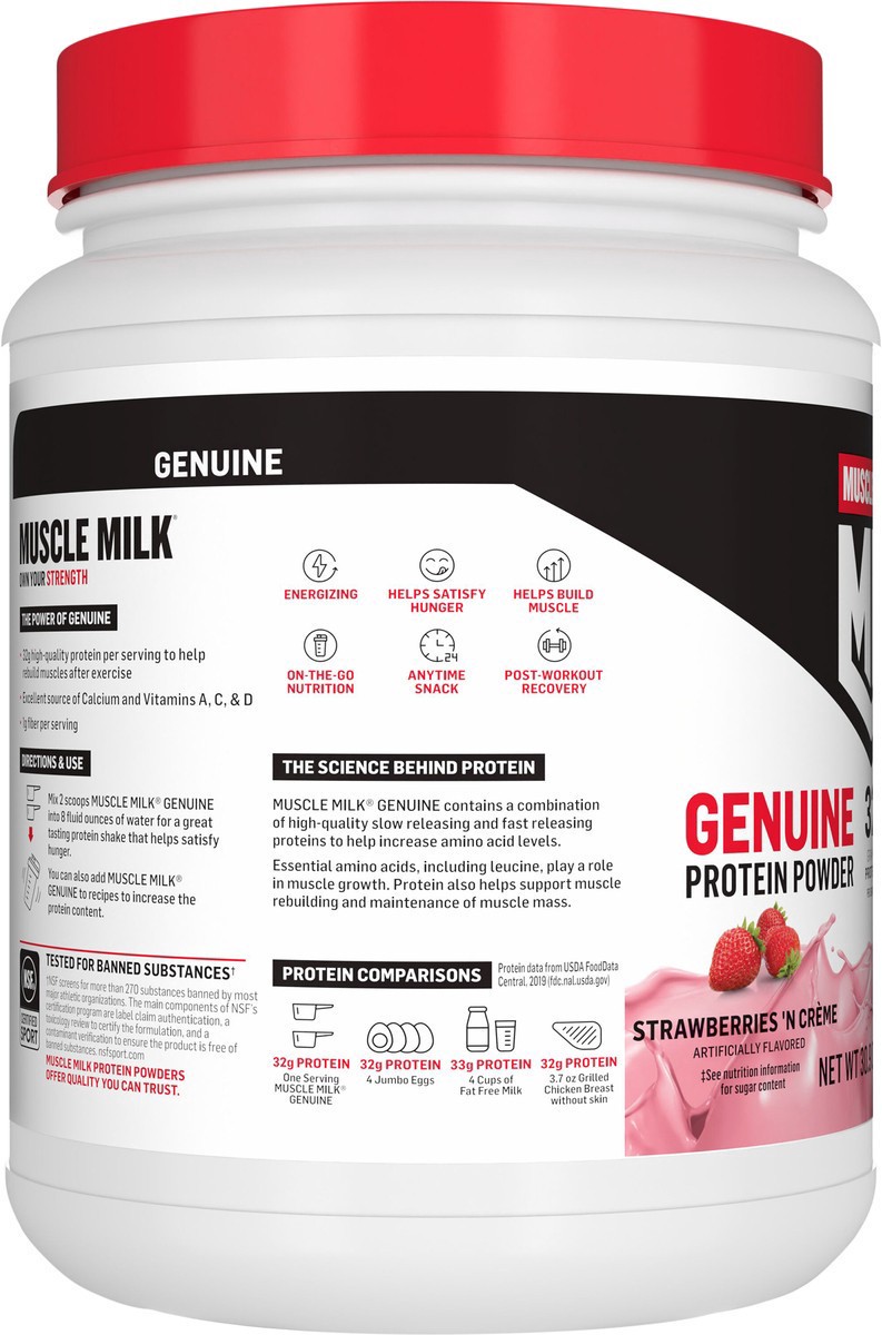 slide 2 of 6, Muscle Milk Protein Powder, 30.90 oz