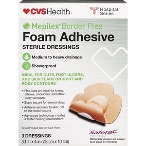 slide 1 of 1, CVS Health Mepilex Border Flex Foam Adhesive Sterile Dressings, 3 ct