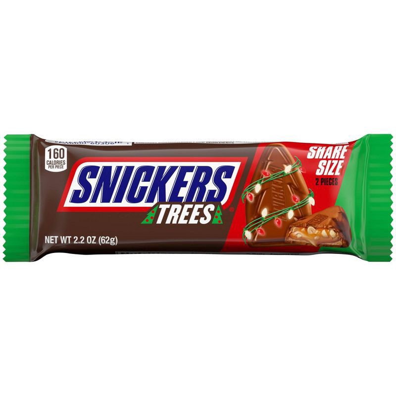 slide 1 of 1, SNICKERS Trees Christmas Candy Milk Chocolate Bars Share Size, 2.2 Oz Pack, 2.2 oz