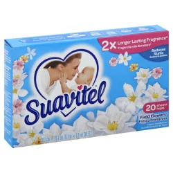 Suavitel Fabric Conditioner Dryer Sheets, Field Flowers Scent, 20 Sheets