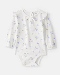 Oshkosh Baby Girl Butterfly Print Long-Sleeve Bodysuit - Ivory 12M