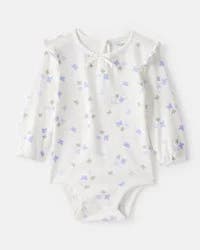 Oshkosh Baby Girl Butterfly Print Long-Sleeve Bodysuit - Ivory 12M