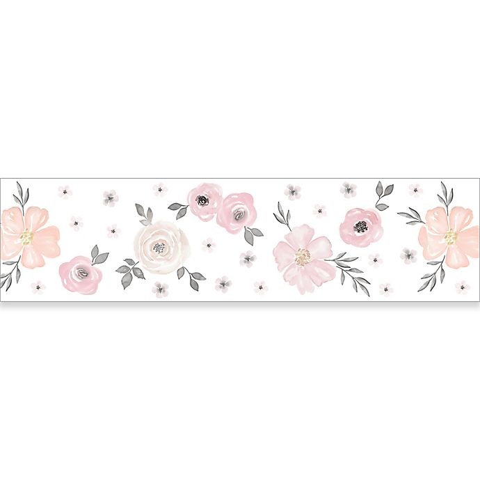 slide 1 of 1, Sweet Jojo Designs Watercolor Floral Wallpaper Border - Pink/Grey, 1 ct