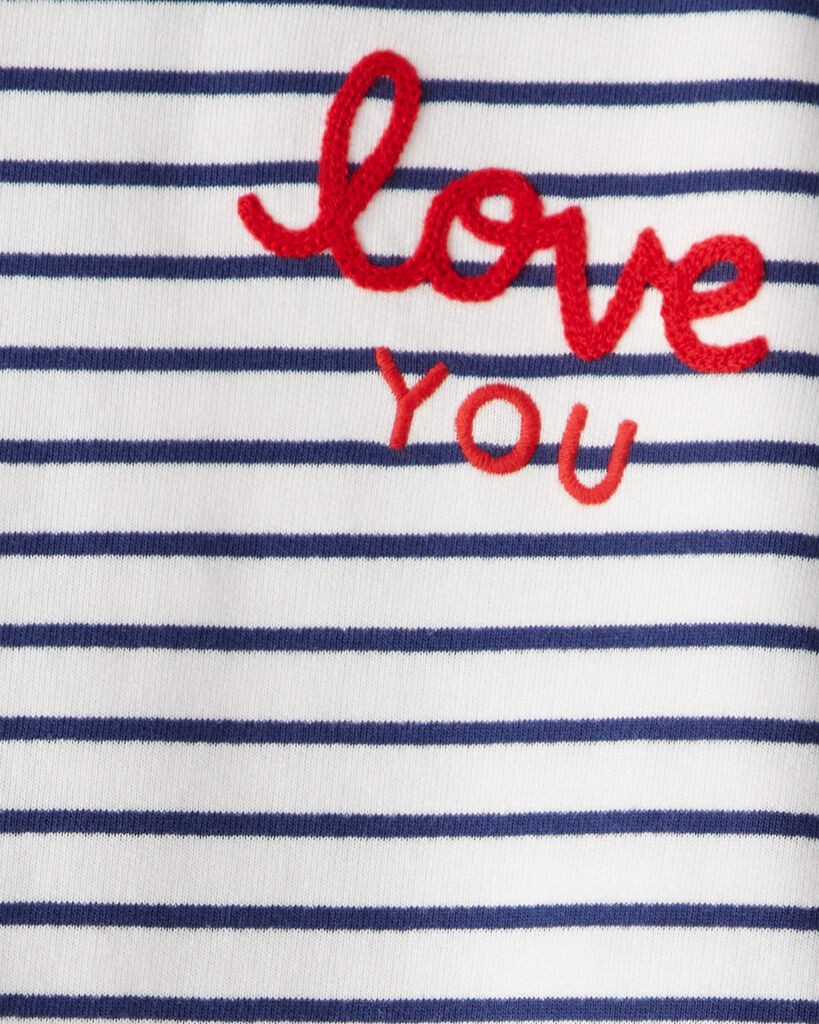 slide 3 of 3, Carter's Girls French Terry Long-Sleeve Top - Navy/White White 8, 1 ct