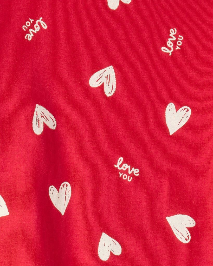 slide 2 of 2, Carter's Kid Valentine's Day Heart 100% Cotton Snug Fit 2-Piece Pajamas - Red Red 10, 2 pc