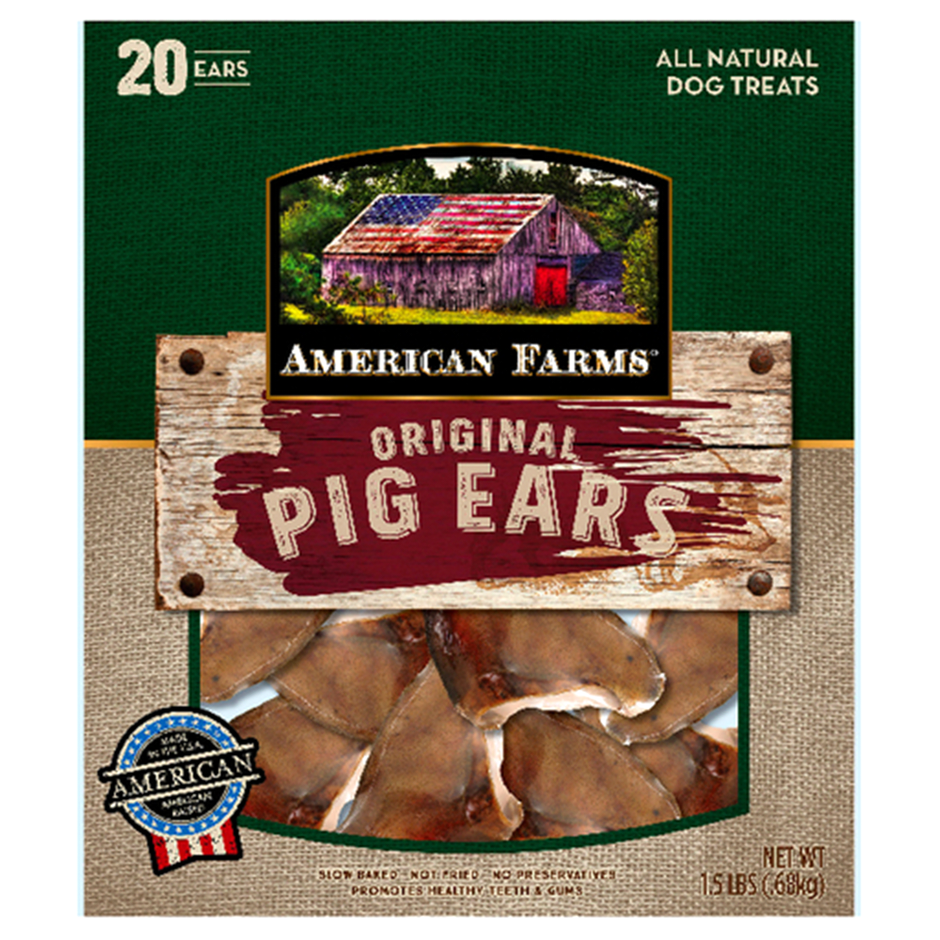 slide 1 of 2, American Farms Natural Pig Ears Dog Treat, 20 ct