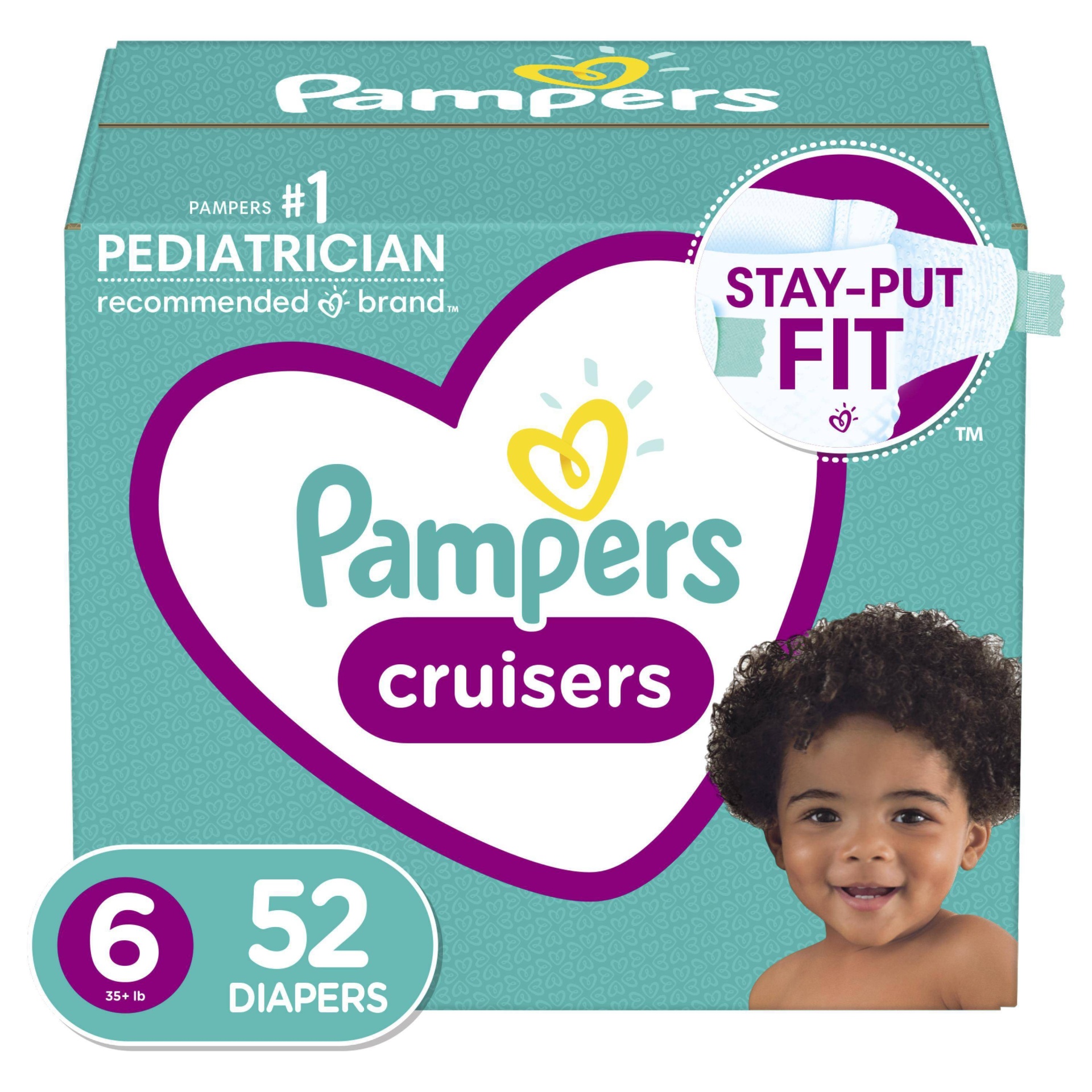 slide 1 of 2, Pampers Cruisers Size 6 (35+ lb) Super Pack Diapers 52 ea, 52 ct