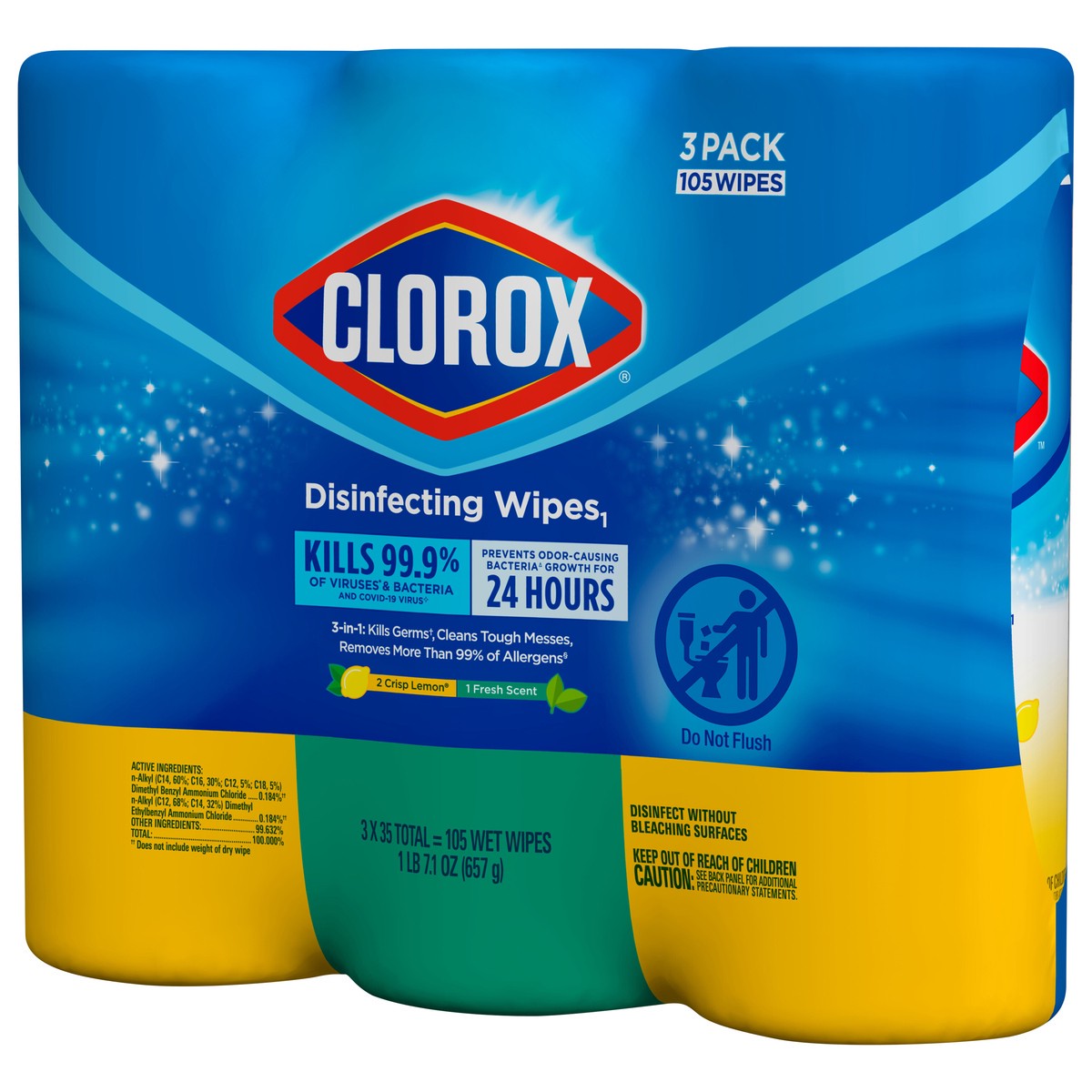slide 6 of 12, Clorox Disinfecting Wipes Value Pack, Cleaning Wipes, 35 Count Each, Pack of 3 (30112) (Package May Vary), 3 ct