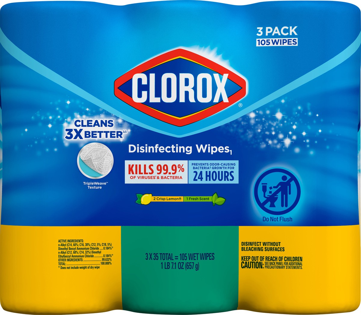 slide 3 of 12, Clorox Disinfecting Wipes Value Pack, Cleaning Wipes, 35 Count Each, Pack of 3 (30112) (Package May Vary), 3 ct