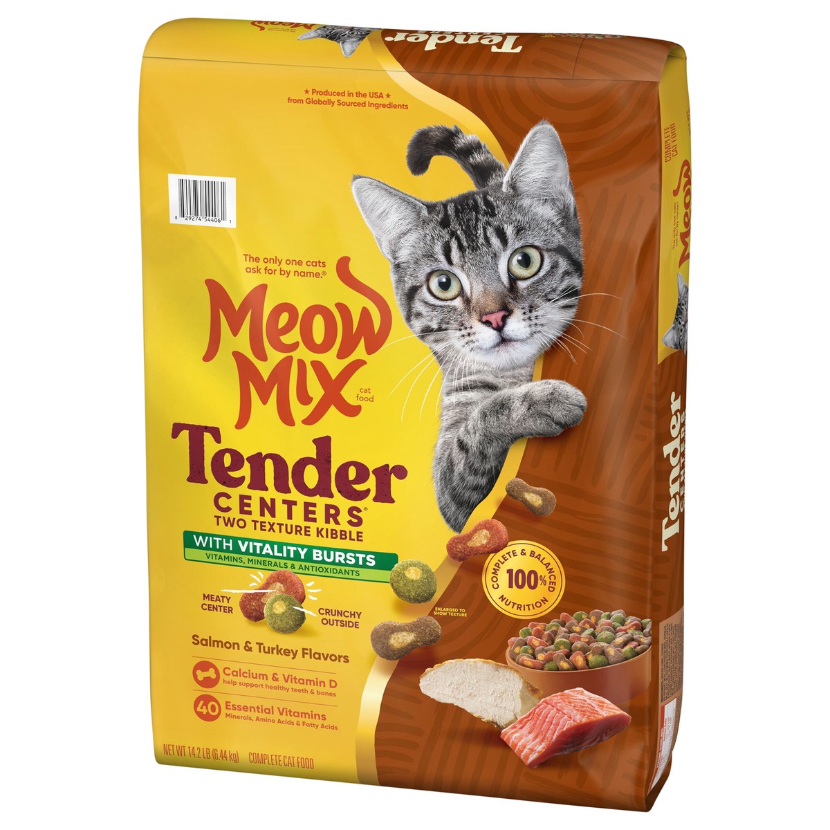 slide 14 of 14, Meow Mix Cat Food Tender Center Salmon & Turkey With Vitality Bites 14.2Lb, 227.2 oz