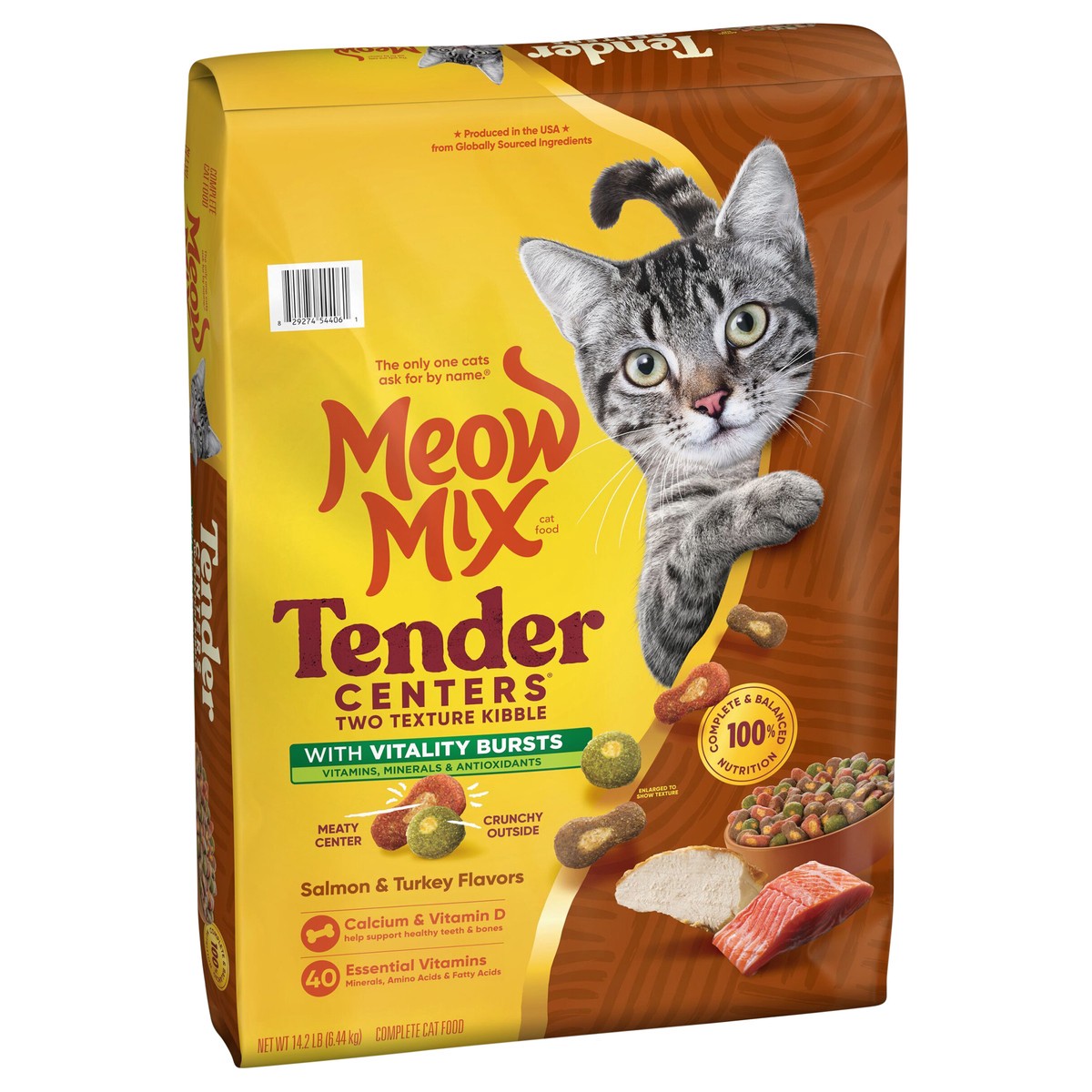 slide 9 of 14, Meow Mix Cat Food Tender Center Salmon & Turkey With Vitality Bites 14.2Lb, 227.2 oz