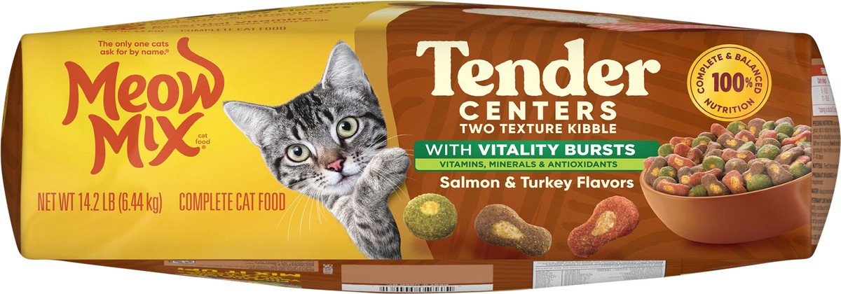 slide 13 of 14, Meow Mix Cat Food Tender Center Salmon & Turkey With Vitality Bites 14.2Lb, 227.2 oz