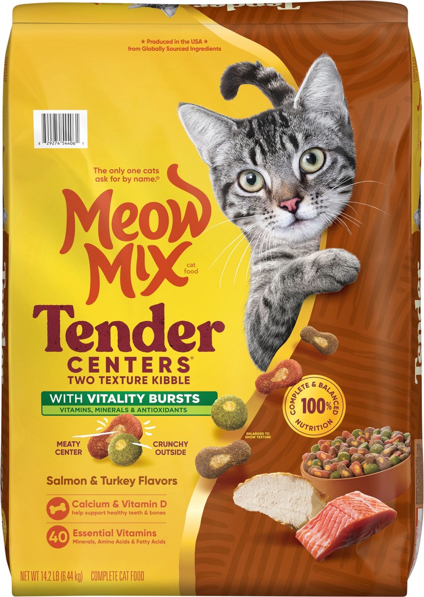 slide 8 of 14, Meow Mix Cat Food Tender Center Salmon & Turkey With Vitality Bites 14.2Lb, 227.2 oz