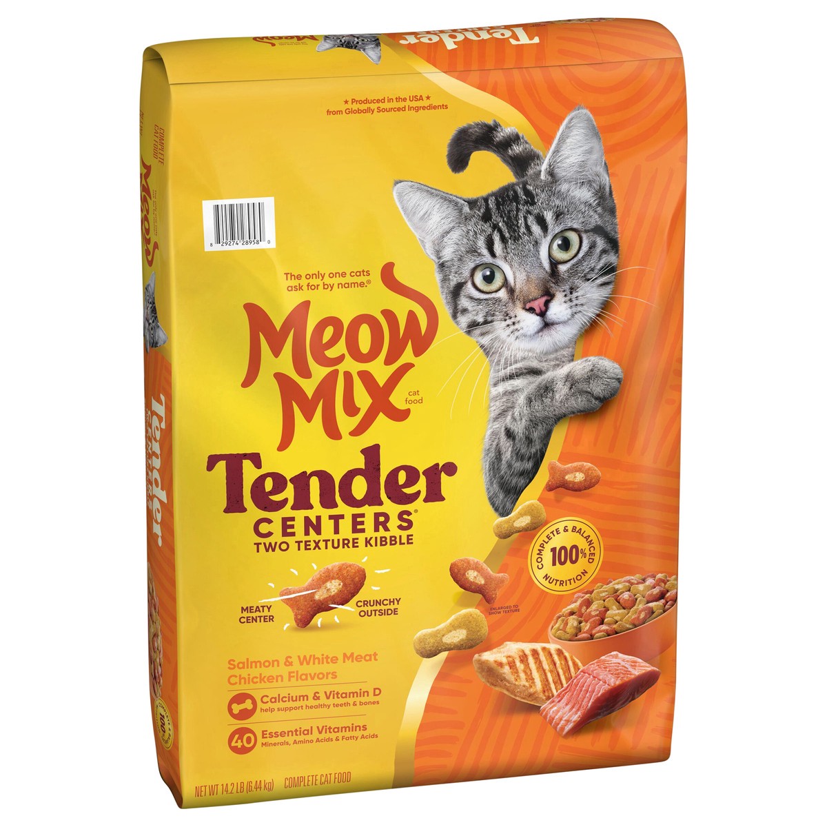 slide 2 of 14, Meow Mix Cat Food Tender Centers Salmon & White Mewt Chicken 14.2Lb, 227.2 oz