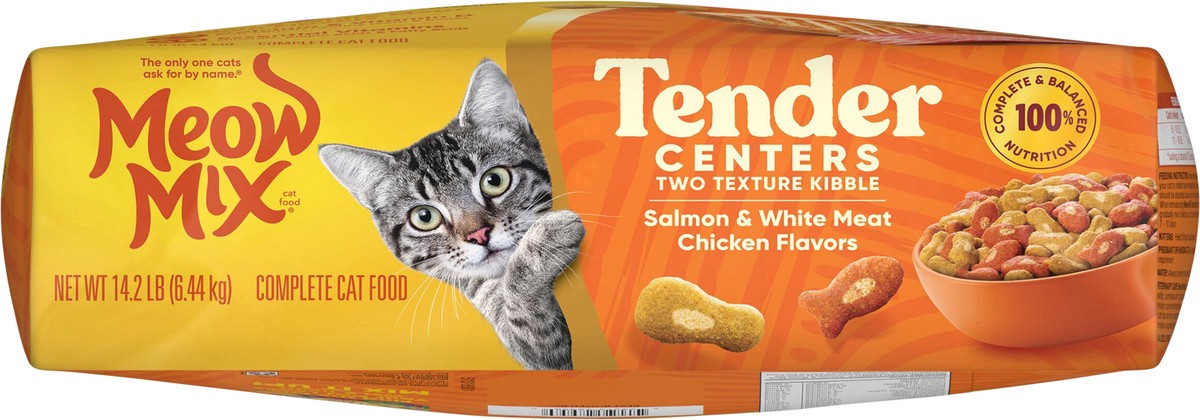 slide 10 of 14, Meow Mix Cat Food Tender Centers Salmon & White Mewt Chicken 14.2Lb, 227.2 oz