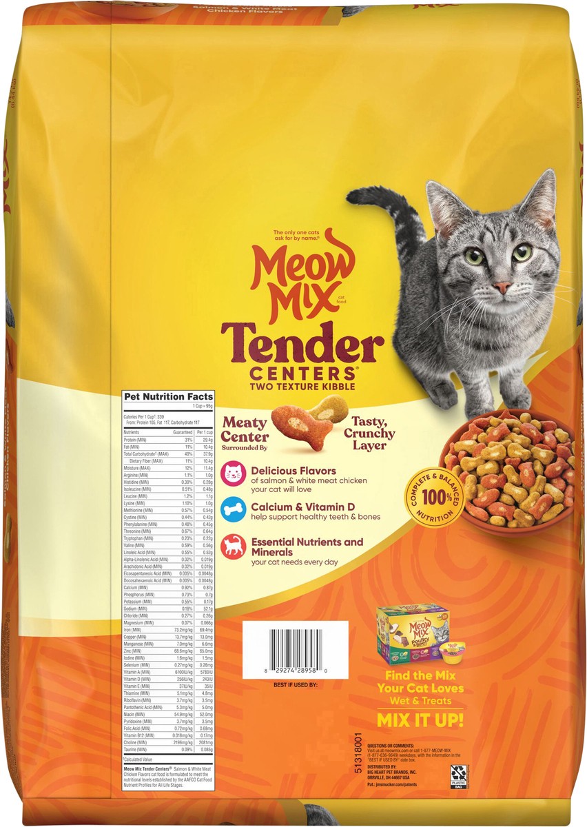 slide 6 of 14, Meow Mix Cat Food Tender Centers Salmon & White Mewt Chicken 14.2Lb, 227.2 oz